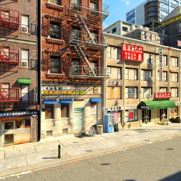 工业风商业街道3D模型